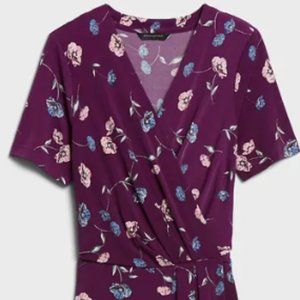 Banana Republic Eggplant Purple Pleated Wrap Dress